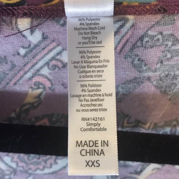 LuLaRoe Perfect T purple paisley size XXS - Picture 4 of 6